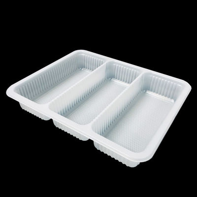 Food Grade PP Plastic 3 Compartment Chicken Wrap Tray Freezer Safe Custom Vacuum Formed Packaging