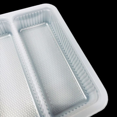 Food Grade PP Plastic 3 Compartment Chicken Wrap Tray Freezer Safe Custom Vacuum Formed Packaging