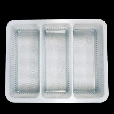 Food Grade PP Plastic 3 Compartment Chicken Wrap Tray Freezer Safe Custom Vacuum Formed Packaging