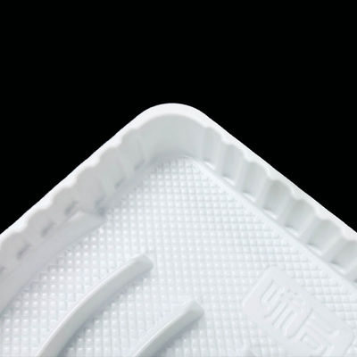 Compartmented White Shallow PP Tray With Easy Open Semi Transparent PP Lid