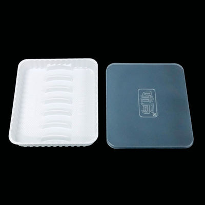 Compartmented White Shallow PP Tray With Easy Open Semi Transparent PP Lid