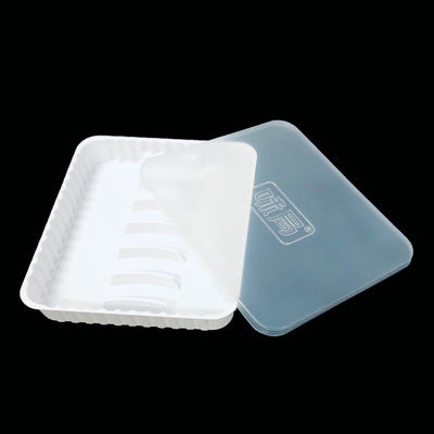Compartmented White Shallow PP Tray With Easy Open Semi Transparent PP Lid