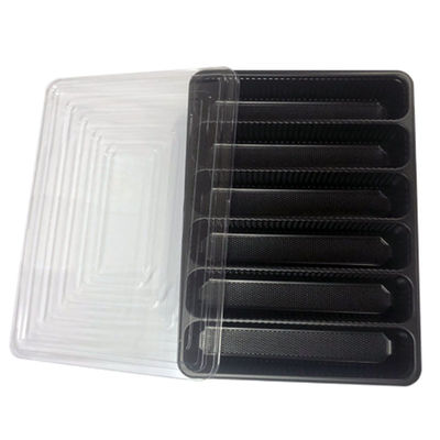 Black Custom PP Plastic Tray With Clear PET Lid For Beef Rolls Vacuum Forming Packaging
