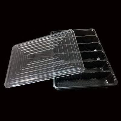 Black Custom PP Plastic Tray With Clear PET Lid For Beef Rolls Vacuum Forming Packaging