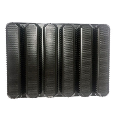 Black Food Grade Tray PP 6 Cell Long Rectangle Meat Packaging Box For Frozen Lamb Rolls