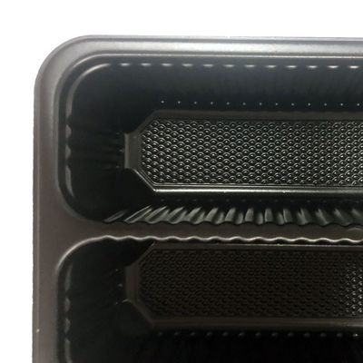 Black Food Grade Tray PP 6 Cell Long Rectangle Meat Packaging Box For Frozen Lamb Rolls