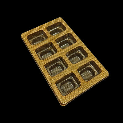 Gold 8 Cell Chocolate Tray Food Grade PET Plastic Blister Packaging For Chocolates