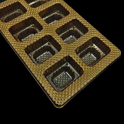 Gold 8 Cell Chocolate Tray Food Grade PET Plastic Blister Packaging For Chocolates