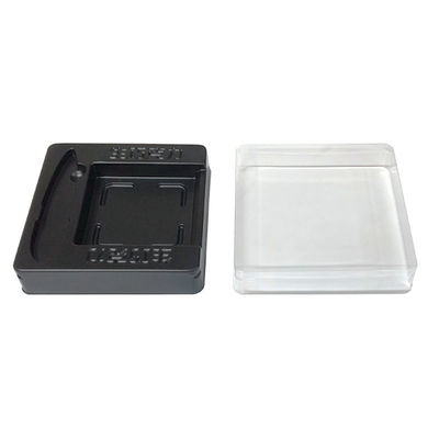 Custom Food Grade PET Chocolate Packaging Box Black PET Base Clear PET Lid