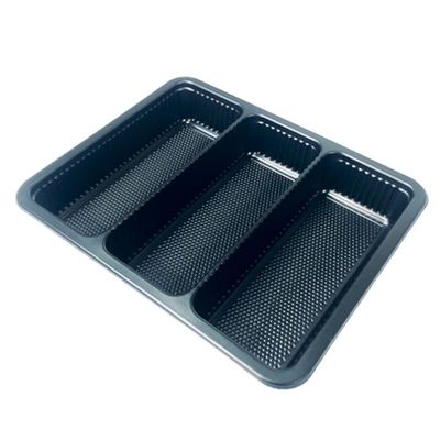 3 Grid Food Grade Black PP Tray Blister For Meat Packaging