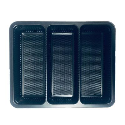 3 Grid Food Grade Black PP Tray Blister For Meat Packaging