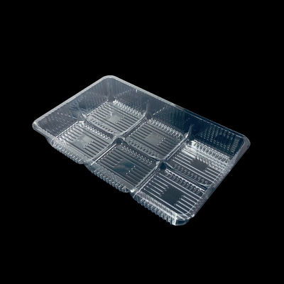 Embalagem blister PET transparente segura para alimentos de seis divisões em tamanhos personalizados