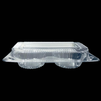 2 Pack Egg Tart Boxes Custom Food Grade PET Plastic Clamshell Packaging With Hinged Lid