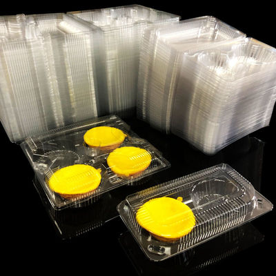 2 Pack Egg Tart Boxes Custom Food Grade PET Plastic Clamshell Packaging With Hinged Lid
