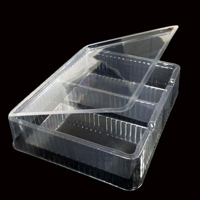 High Clarity PET Hinged Flip Top Blister Box for Face Mask and Cosmetic Packaging 2 Compartment Design