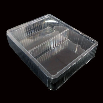 High Clarity PET Hinged Flip Top Blister Box for Face Mask and Cosmetic Packaging 2 Compartment Design