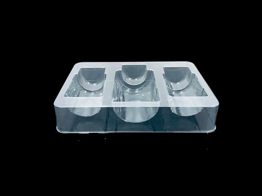 Inserto de bolha PET transparente para 3 frascos de medicamentos Solução de embalagem anti-choque durável
