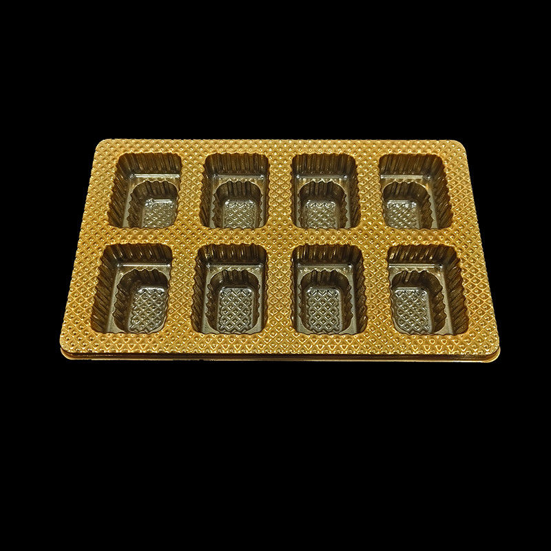 Gold 8 Cell Chocolate Tray Food Grade PET Plastic Blister Packaging For Chocolates