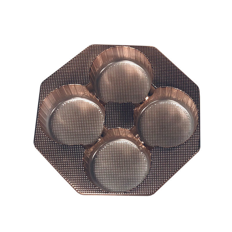 Custom Rose Gold 4 Cell APET Plastic Tray Food Grade Gift Box Insert Eco Friendly Blister Tray