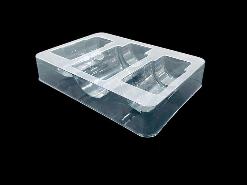 Inserto de bolha PET transparente para 3 frascos de medicamentos Solução de embalagem anti-choque durável
